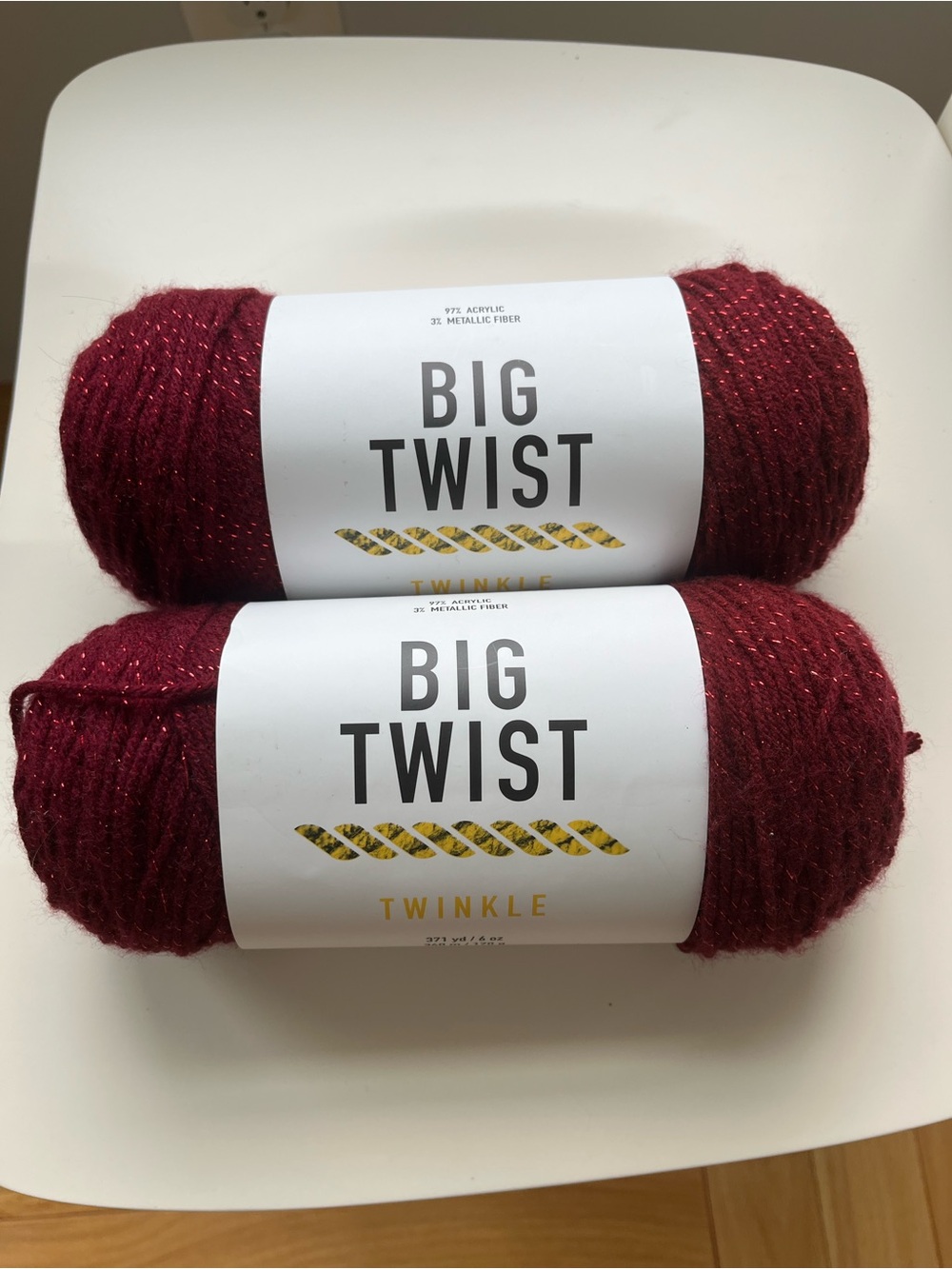Big Twist Twinkle Sparkle Yarn in Deep Burgundy